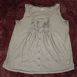 LOFT Women's Taupe Button-Front Tank Top